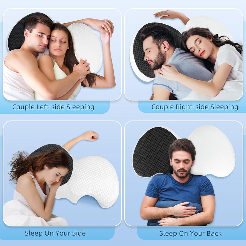 HOMCA وسادة ذاكرة فوم للزوجين للعناق مع فتحة للذراع لتخفيف الضغط، وسادة دعم عنق مريحة للجانبين مع غطاء قابل للتنفس والغسل - Image 3